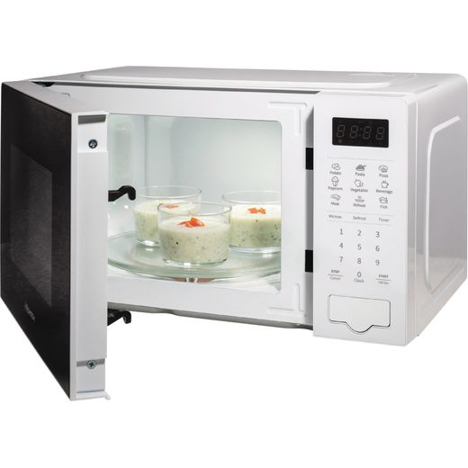 Hisense H20MOWS4UK 20 Litre Microwave - White - Left perspective open door food inside