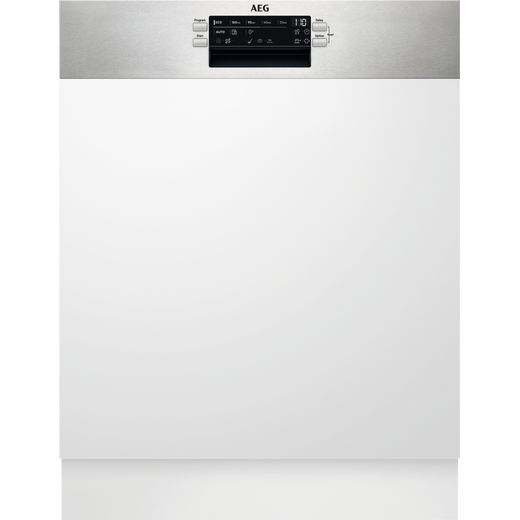 AEG FEE63600ZM Semi Integrated Standard Dishwasher - Stainless Steel Control Panel - D Rated