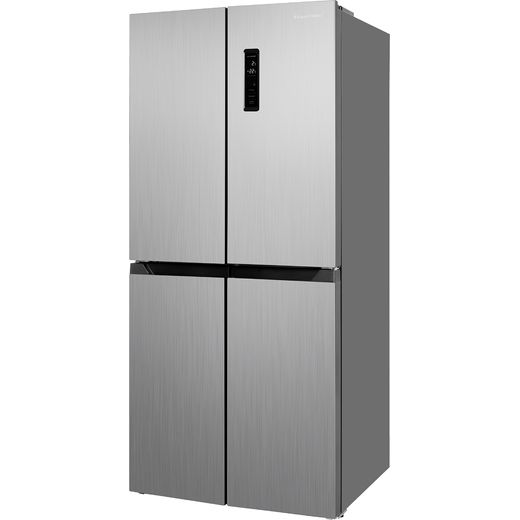 Russell Hobbs RH180A4FF802E1SS 180cm Frost Free Fridge Freezer with Fixed Door Fixing Kit - Stainless Steel - Left perspective
