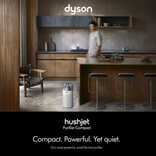 Dyson HushJet Purifier Compac Air Purifier - White Silver - Annotation - Compact but powerful shot