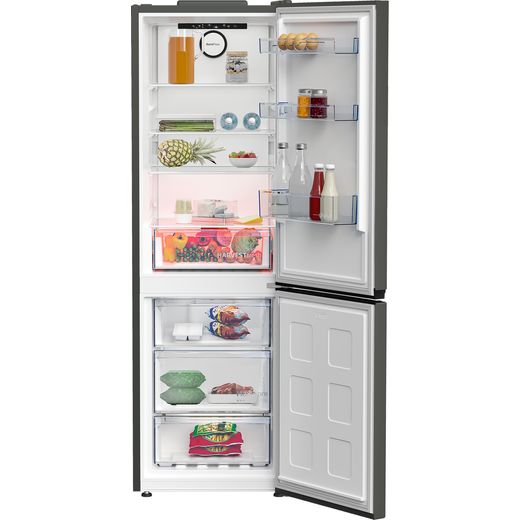Beko HarvestFresh™ Fridge Freezer - Graphite - Front with door open shot