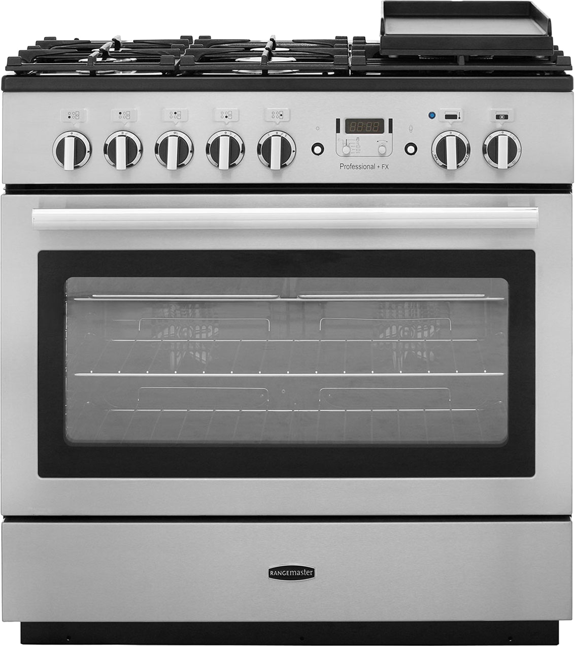 Rangemaster Professional Plus FX PROP90FXDFFSS/C 90cm Dual Fuel Range Cooker - Stainless Steel / Chrome - A Rated, Stainless Steel