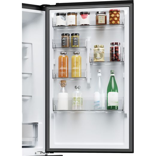 Haier 3D 60 Series 3 60/40 Total No Frost Fridge Freezer - Slate Black - Close up door shelf shot
