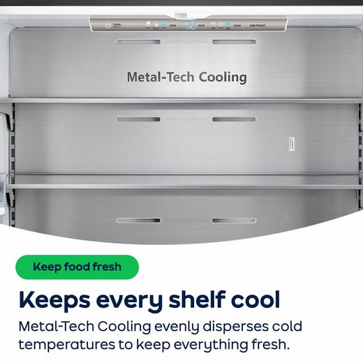 Hisense PureFlat American Fridge Freezer - Stainless Steel look - AO Annotation - Metal-Tech-Cooling
