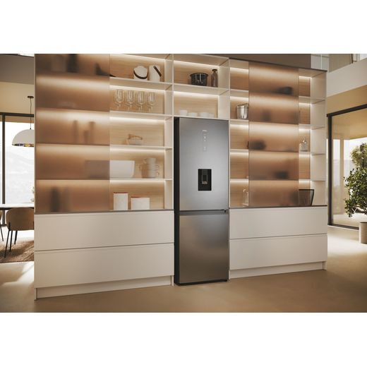 Haier Frost Free Fridge Freezer - Stainless Steel - Fridge freezer in kitchen  shot 