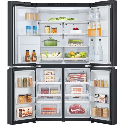 LG NatureFRESH™ American Fridge Freezer - Essence Black Steel - Front with door open shot 