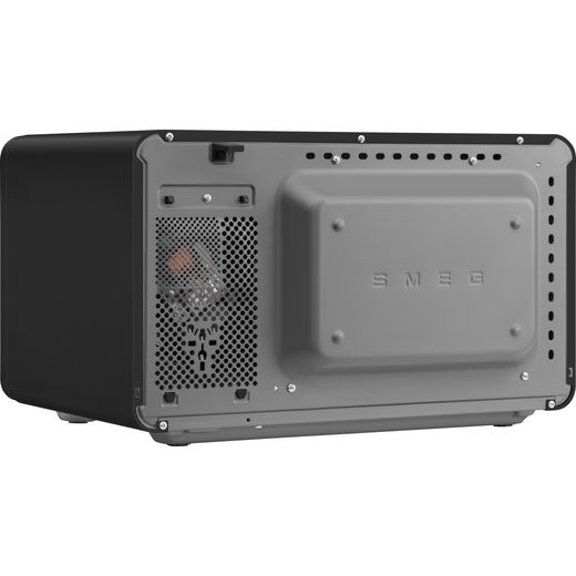 Smeg Collezione MOC01BLMUK Litre 30cm High, Freestanding Small - Black - Back right perspective