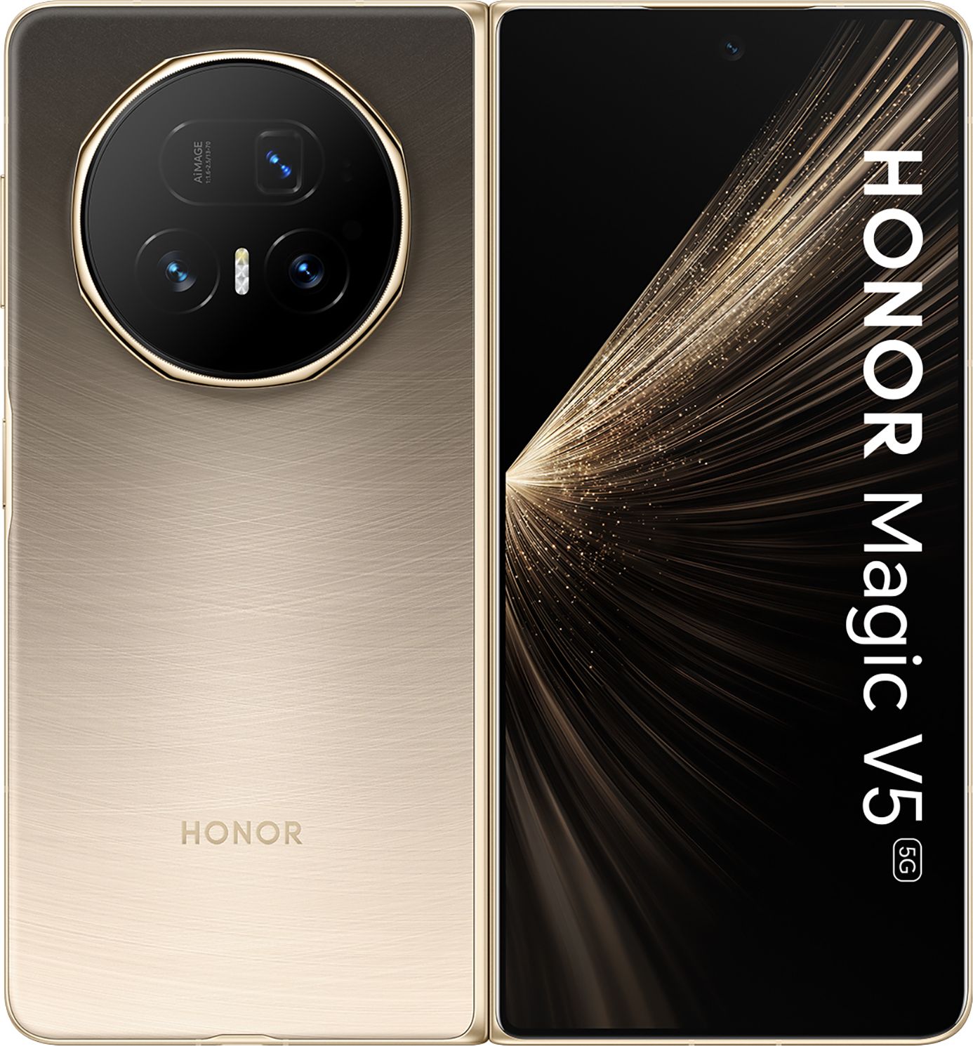 Honor MAGIC V5 Foldable Smartphone - 7.95" OLED Display - Snapdragon 8 Elite - 16GB RAM - 512GB Storage - 50MP Triple Camera - Gold