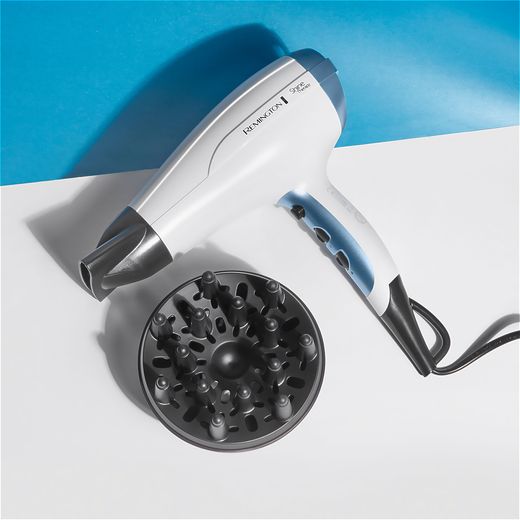 Remington Shine Therapy Hair Dryer With 2 Accessories - White - hair dryer on table shot