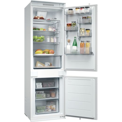 Hoover H-FRIDGE 400 Integrated 70/30 Fridge Freezer with Sliding Door Fixing Kit - White  - Right perspective with door open shot