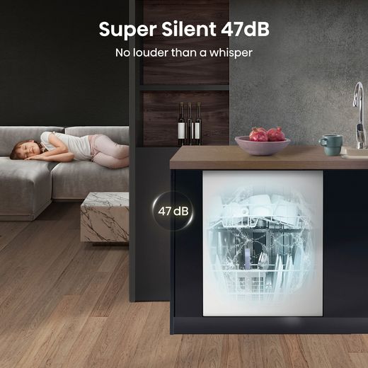 Hisense Integrated Standard Dishwasher - Black - Annotation - super silent shot