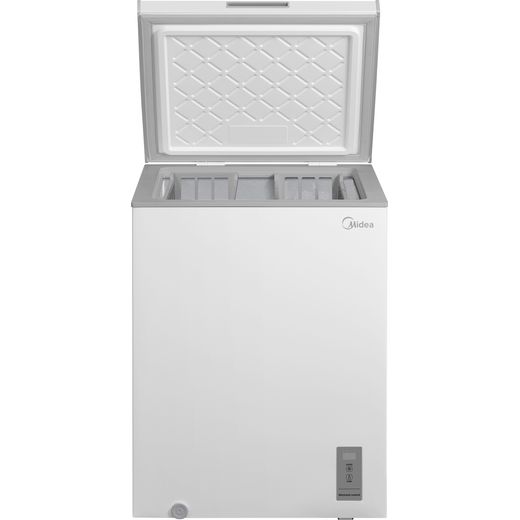 Midea MDRC211FZE01 Chest Freezer - White - Front with lid open shot