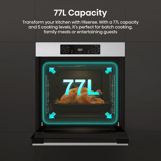 Hisense Hi2 BI622AXPGUK Built In Electric Single Oven - Stainless Steel - Annotation - 77L capacity 