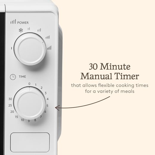 Haden 214188 20 Litre 24cm High, Freestanding Small Microwave - White - Annotation - 30 min manual timer