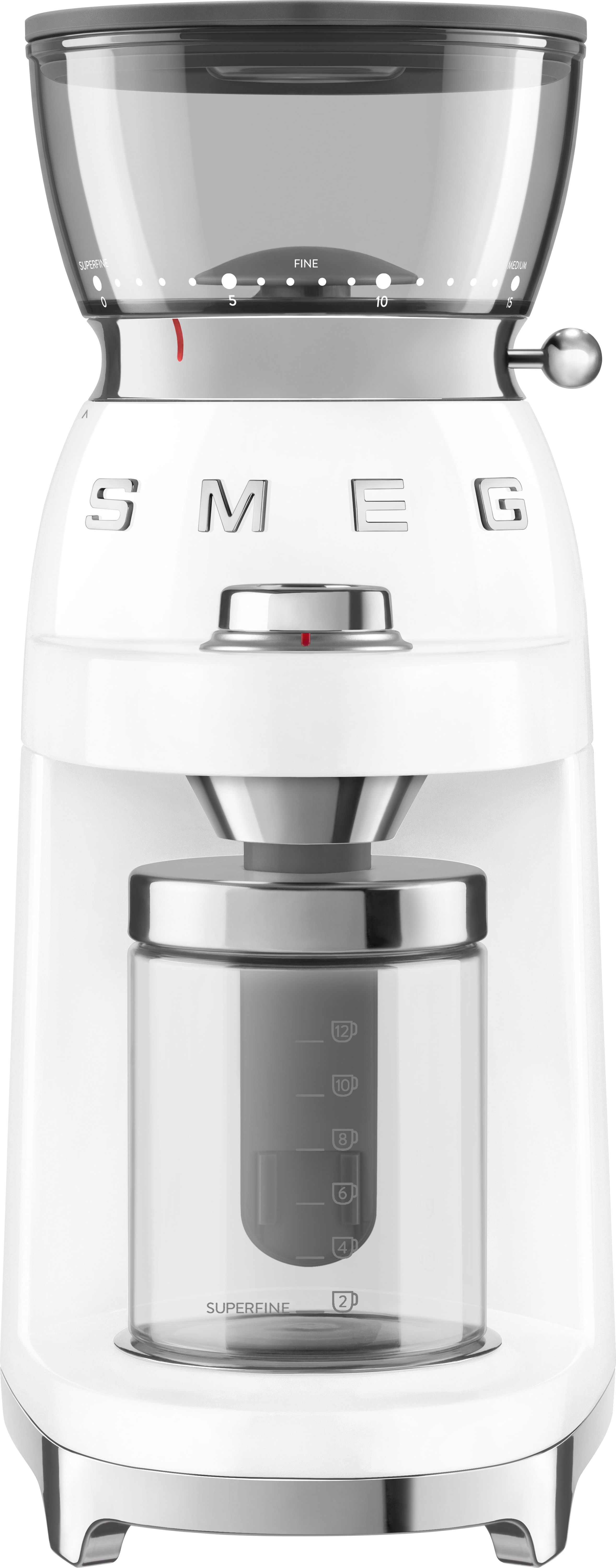 Image of Smeg 50's Style CGF03WHUK Coffee Grinder - White, White
