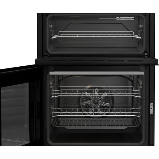 Beko AeroPerfect™ 60cm Electric Cooker with Ceramic Hob - Silver - Close up with racks shot
