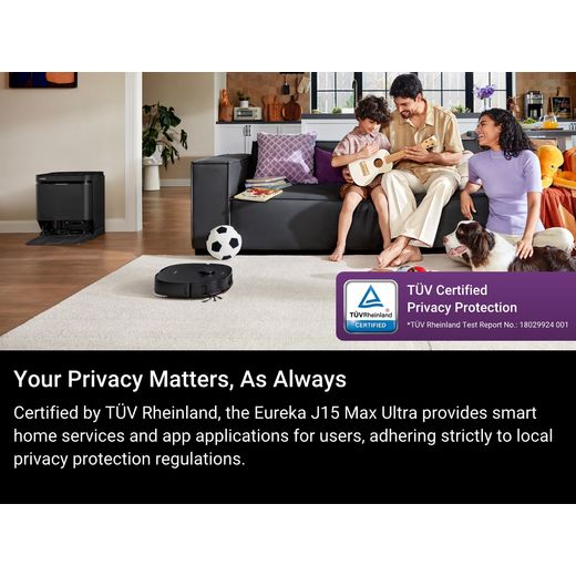 Eureka J15 Max Robotic Vacuum Cleaner - Black - Annotation - Privacy matter shot