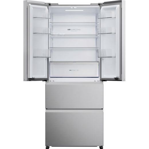Haier French Series 3 American Fridge Freezer - Platinum Inox - Doors open