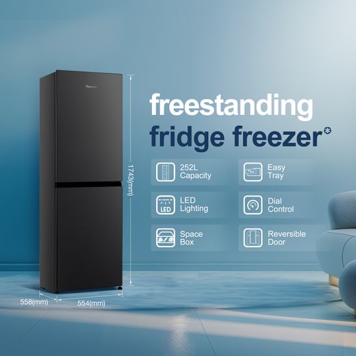Fridgemaster MC55240EB 174cm Fridge Freezer - Black - Annotation - Features