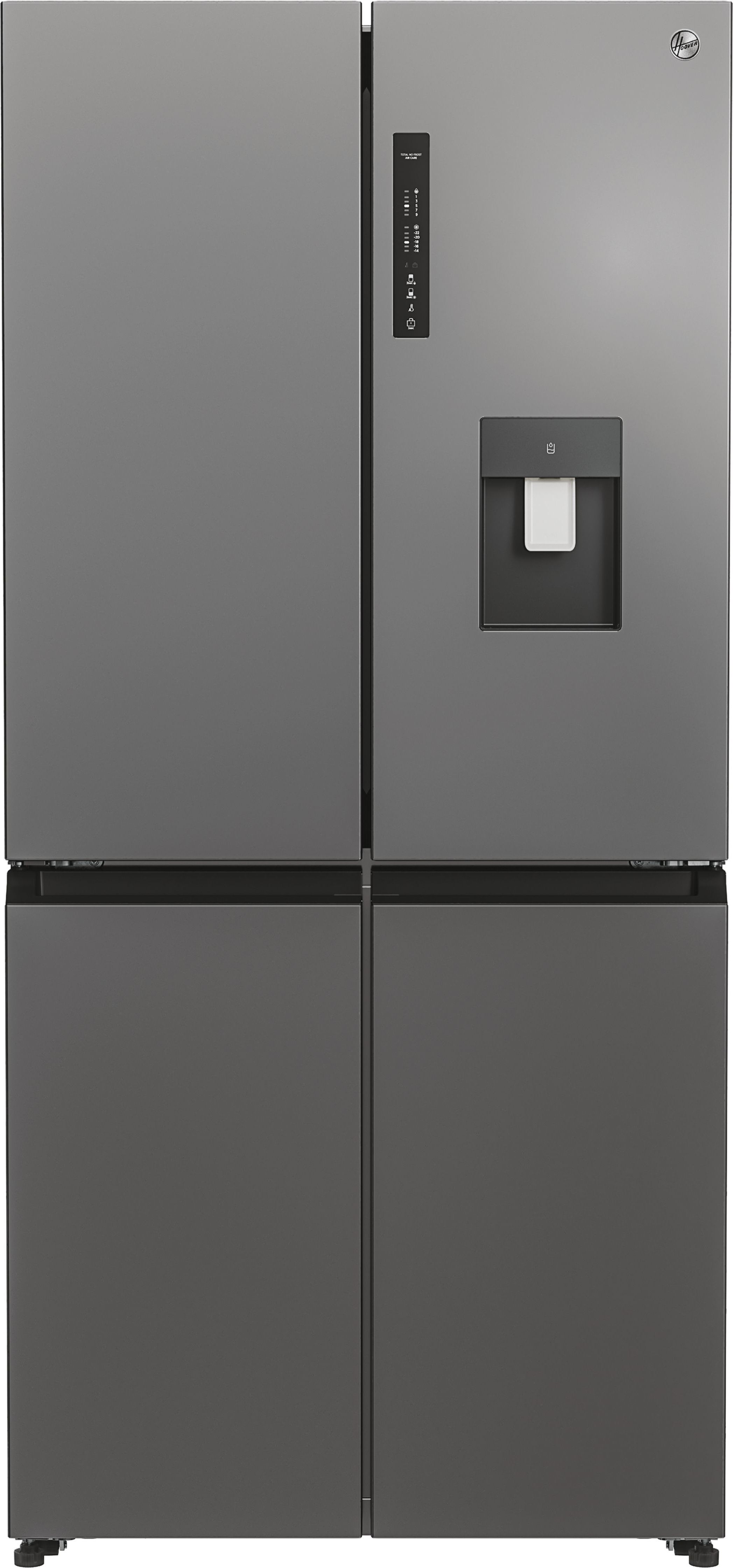 Hoover HHCR3818EWPL Non-Plumbed Total No Frost American Fridge Freezer - Inox - E Rated, Stainless Steel