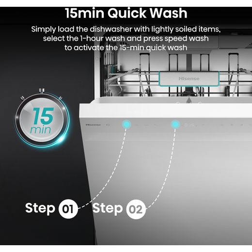Hisense Standard Dishwasher - White - Annotation - 15 min quick wash