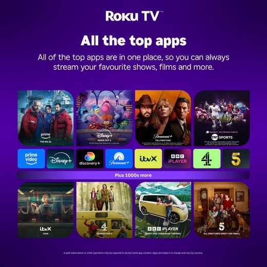 Veltech 32" HD DLED Smart Roku TV - Annotation - All the top apps