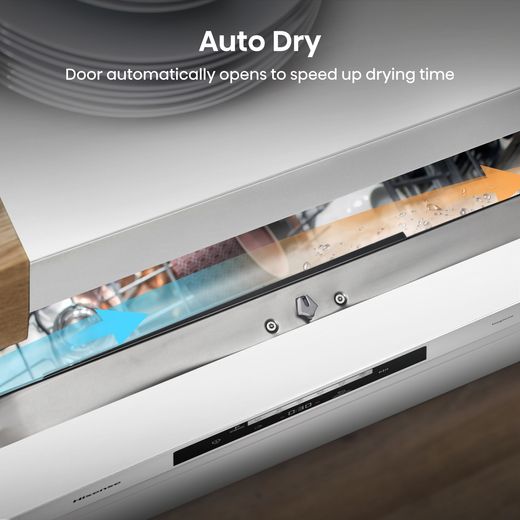 Hisense Standard Dishwasher - White - Annotation - Auto dry shot