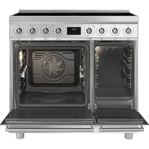 Smeg Electric Cooker with - Stainless Steel - Front with door open shot