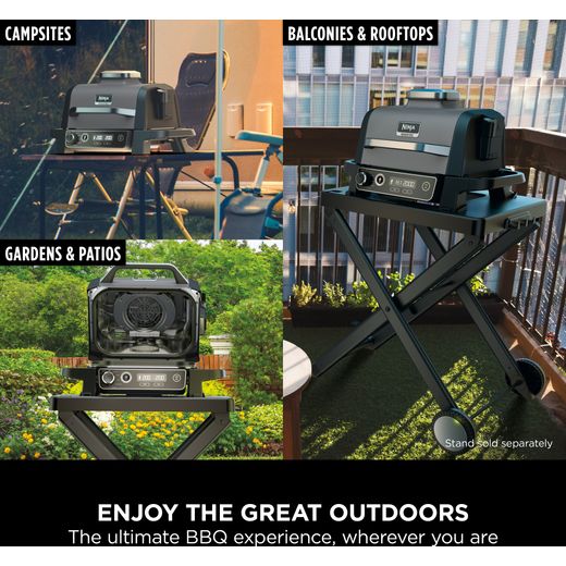 Ninja Woodfire OG701UK Health Grill - Black / Grey - Annotation - Enjoy the great outdoors