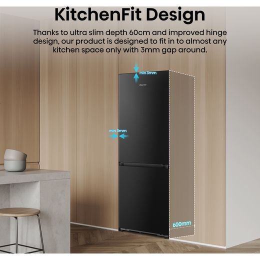 Hisense 60/40 Total No Frost Fridge Freezer - Black - Annotation - KitchenFit design