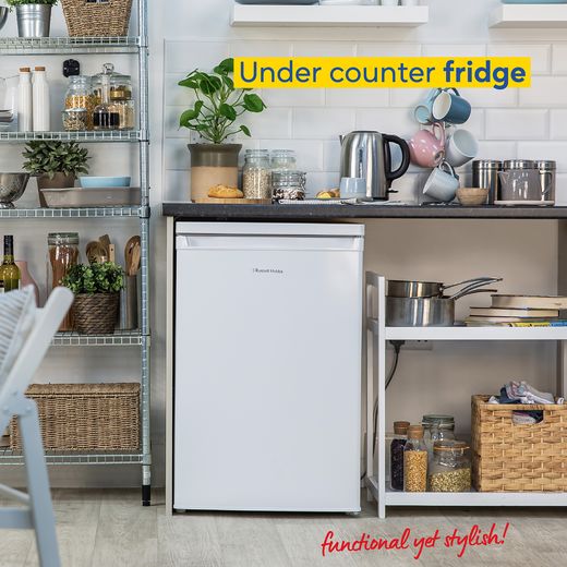 Russell Hobbs RH85UCLF552E1W Fridge - White - Annotation - Undercounter fridge shot