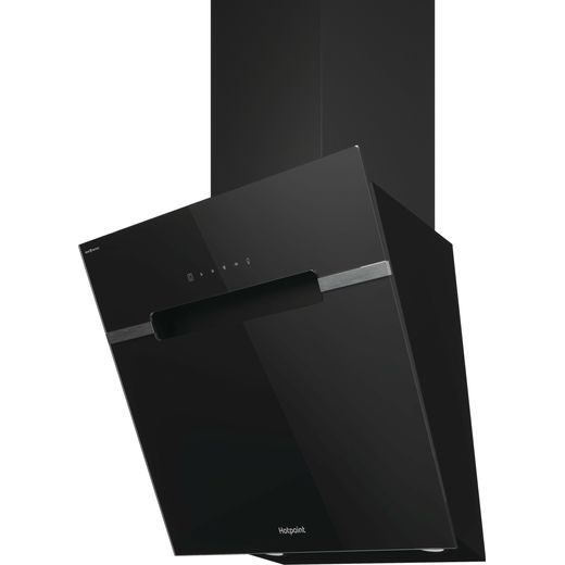 Hotpoint PHVS61FLTDPK Chimney Cooker Hood - Black - Left perspective shot
