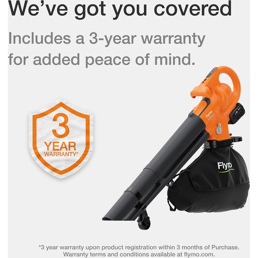 Flymo 9707657-01 Leaf Blower and Vacuum Orange - annotation - we got you covered shot