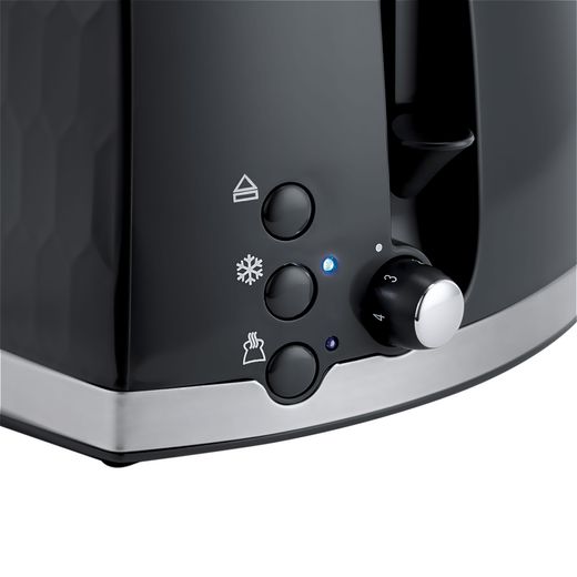 Russell Hobbs Honeycomb 26061 2 Slice Toaster - Black - CLose up control shot