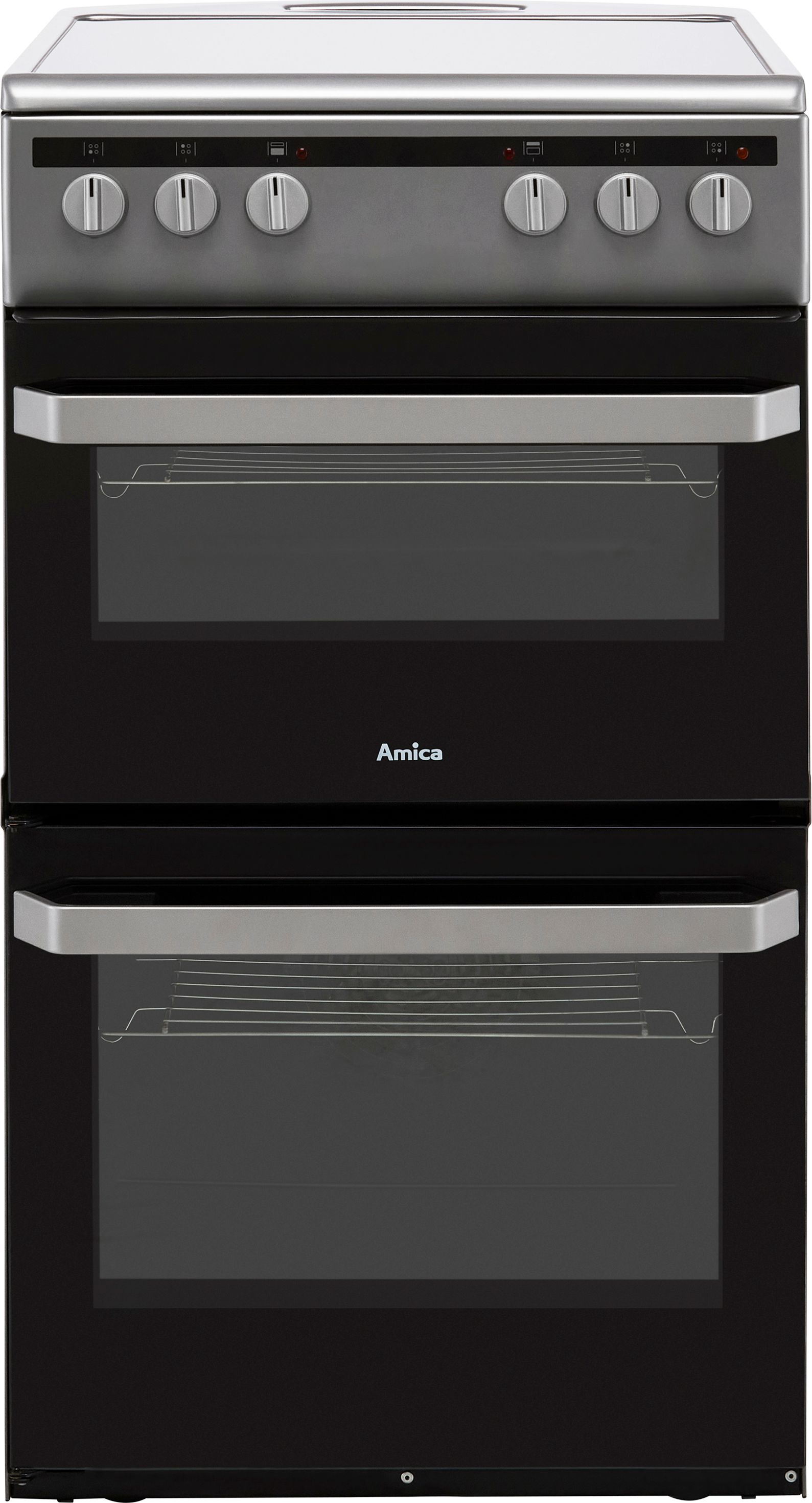Amica AFC5100SI 50cm Electric Cooker with Ceramic Hob - Silver - A/A Rated, Silver
