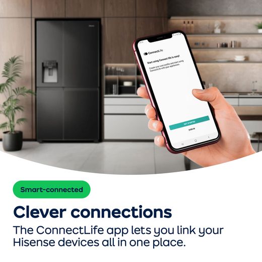 Hisense PureFlat American Fridge Freezer - Stainless Steel - AO Annotation - ConnectLife