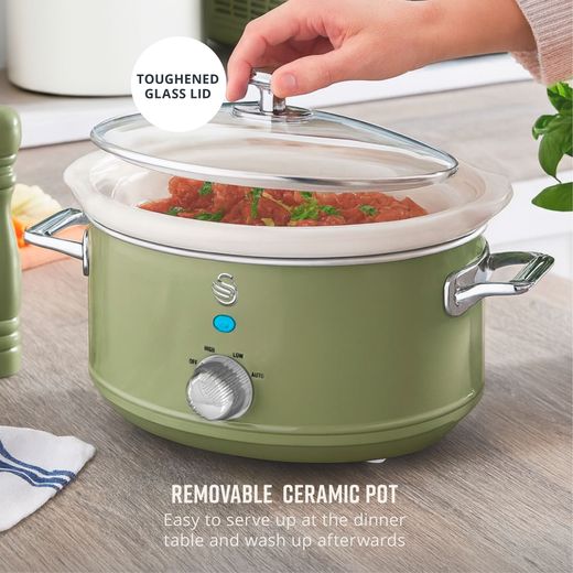 Swan Retro SF17021GN 3.5 Litre Slow Cooker - Green - Annotation - Removable pot shot