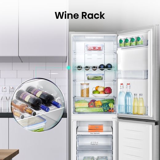 Hisense 50/50 Frost Free Fridge Freezer - Stainless Steel - Annotation - Wine Rack