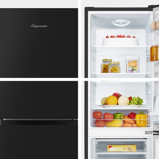 Fridgemaster MC50165EB 143cm 60/40 Small Fridge Freezer - Black - Close up detail shot