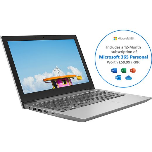 Lenovo IdeaPad 1 11.6" Laptop Includes Microsoft 365 Personal 12-month subscription with 1TB Cloud Storage - Slate