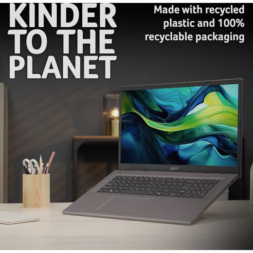 Acer Aspire Go 17 AG17-31P Laptop - Intel® Core™ 3, 128GB UFS, 8 GB RAM - Iron - Annotation - Kinder to planet shot