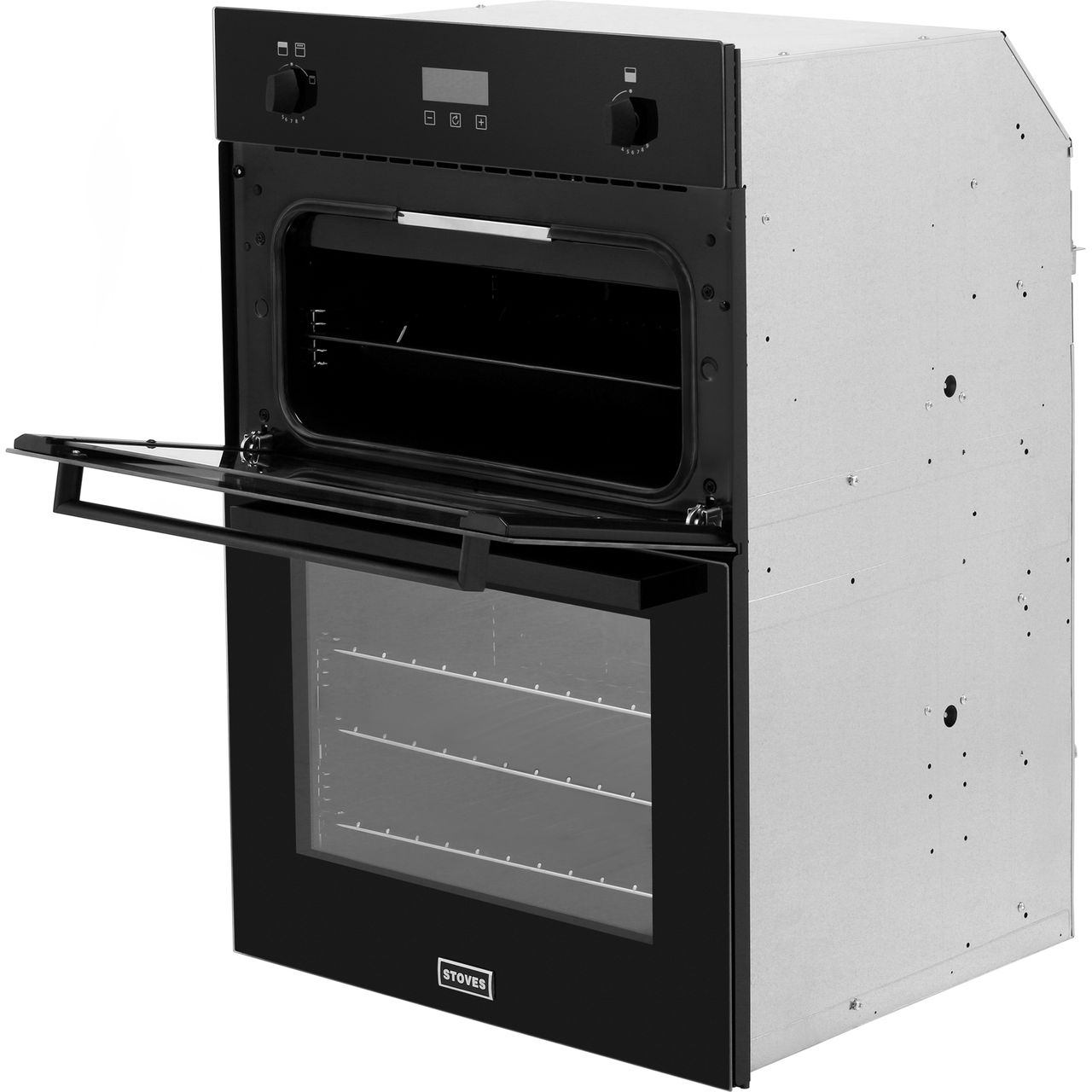 Stoves BI900G Built In 60cm A/A Gas Double Oven Black New from AO
