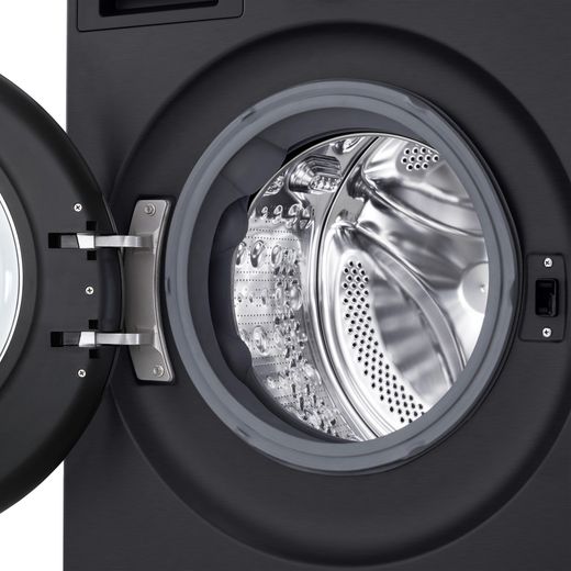 LG Series 10 WHX9516TBC Wifi Connected 11Kg / 6Kg Heat Pump Washer Dryer with 1400 rpm - Black - close up drum shot