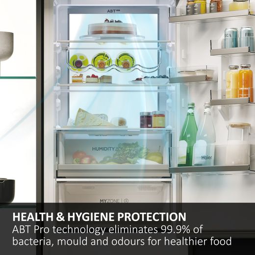 Haier Integrated 70/30 Total No Frost Fridge Freezer with Sliding Door Fixing Kit - White - Annotation - ABT Pro