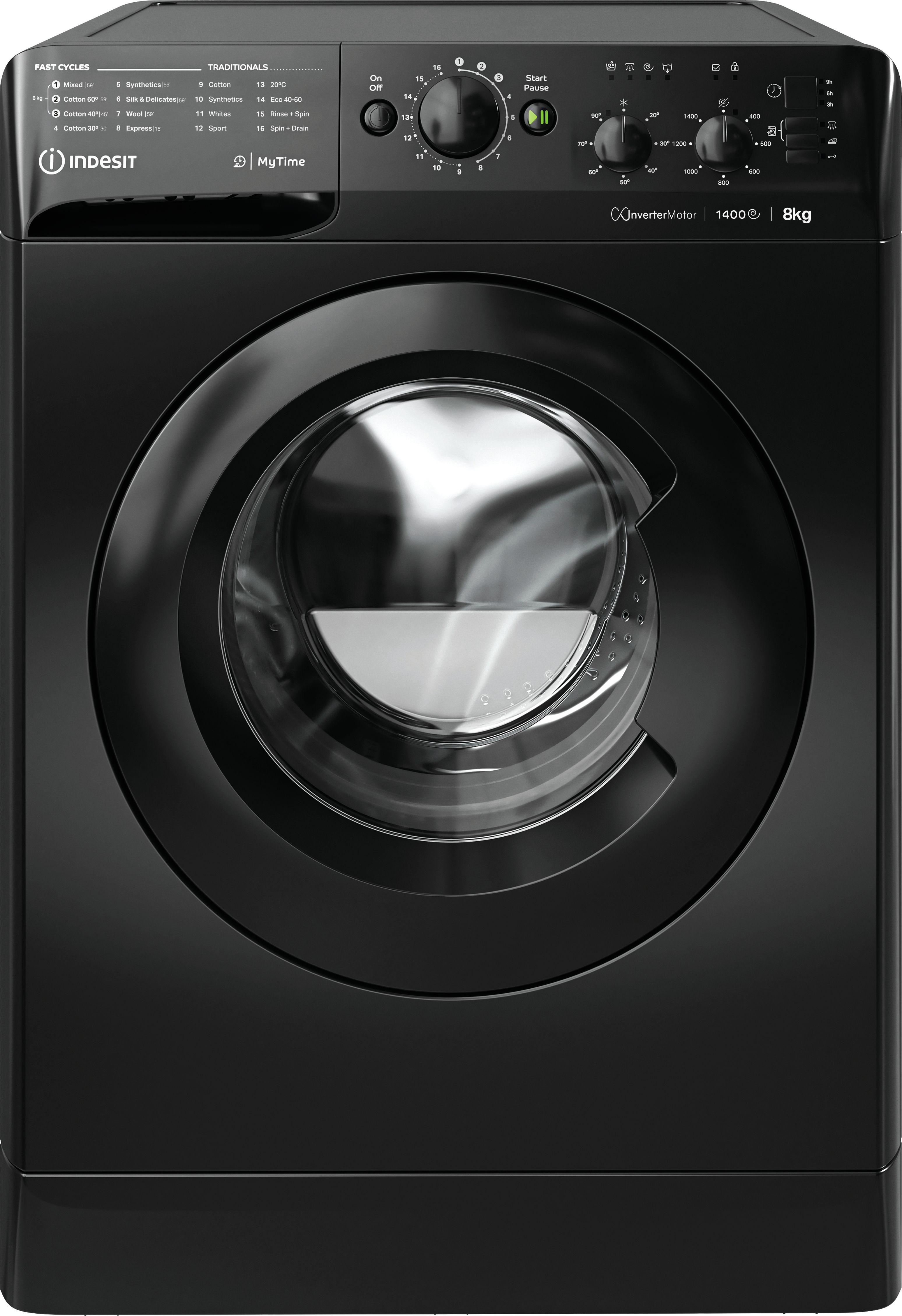 Indesit MTWC 81495 BK UK 8kg Washing Machine with 1400 rpm - Black - B Rated, Black