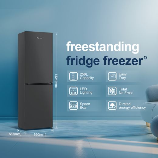 Fridgemaster MC55251DB 182cm 50/50 Frost Free Fridge Freezer - Black - Annotation - Feature shot