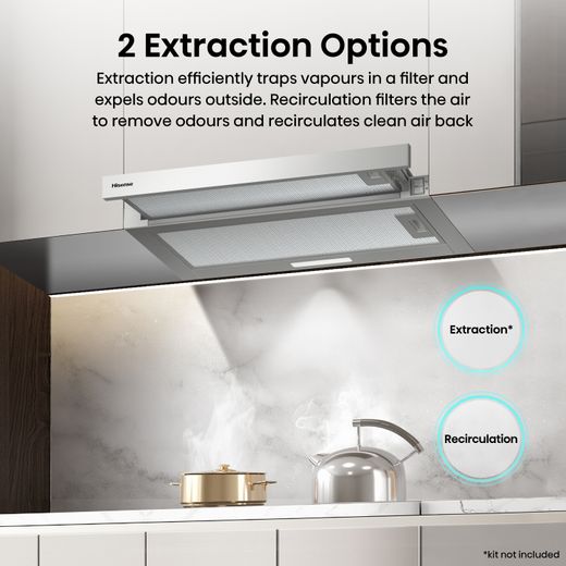 Hisense CH6T10BXUK Telescopic Cooker Hood Stainless Steel - Annotation - 2 extraction options