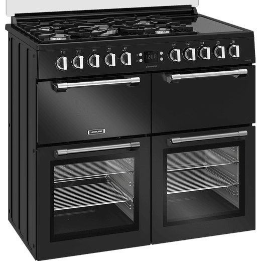 Leisure Chefmaster 100cm Dual Fuel Range Cooker - Black - Right perspective
