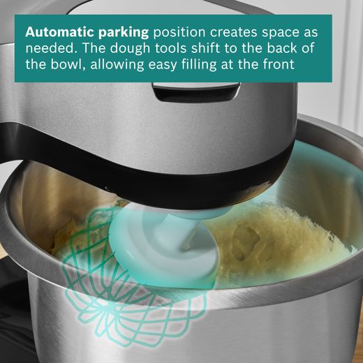 Bosch Series 2 MUMS2VM40G Stand Mixer with 3.8 Litre Bowl - Black - Annotation - Automatic parking