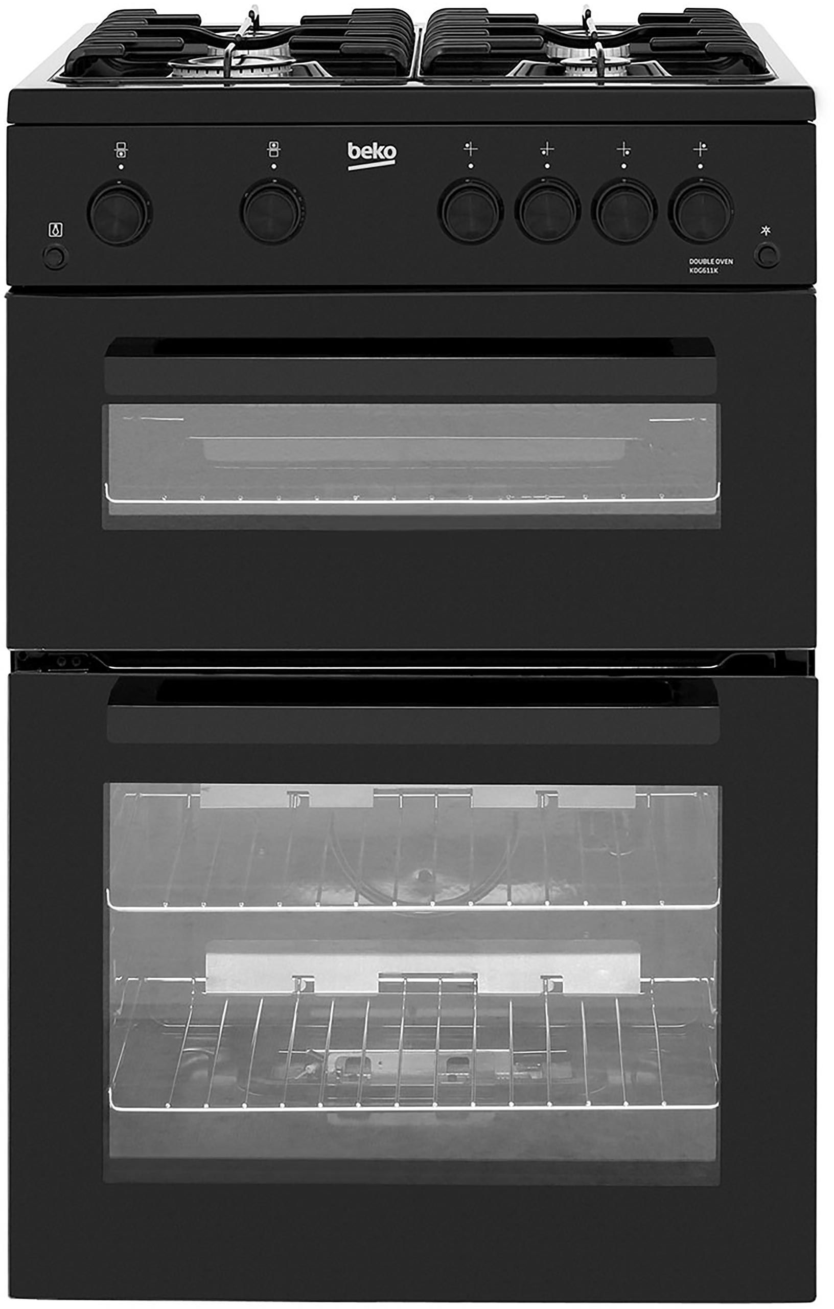 Beko KDG611K 60cm Freestanding Gas Cooker with Full Width Gas Grill - Black - A+/A Rated, Black